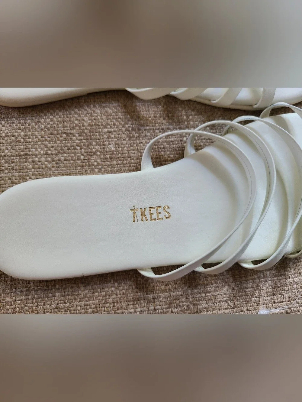 TKEES Senna Multi-Strap Leather Slide Sandals in Cream/White NEW Size 6